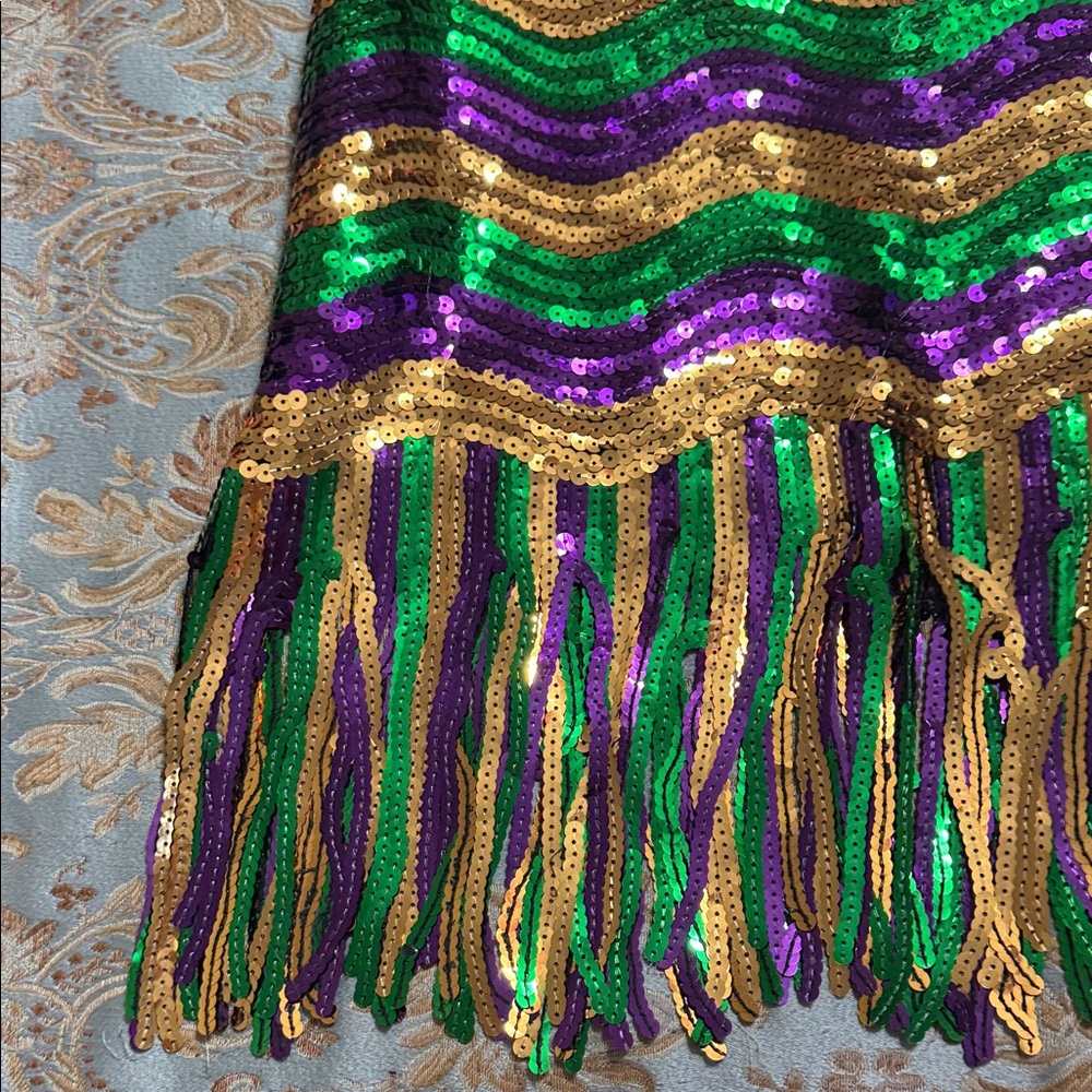 Mardi Gras Sequin Fringe Skirt - Gold, Green, and Purple - Picture 9 of 13
